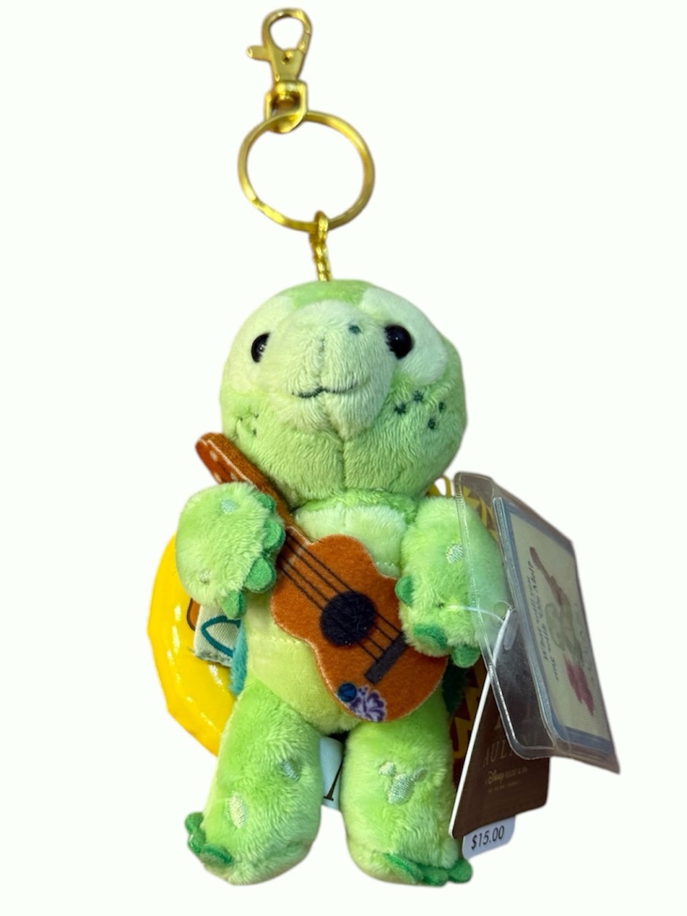Disney Aulani Hawaii Olu Mel Turtle Ukulele Inner Tube Plush Keychain Bag Charm - Picture 2 of 8